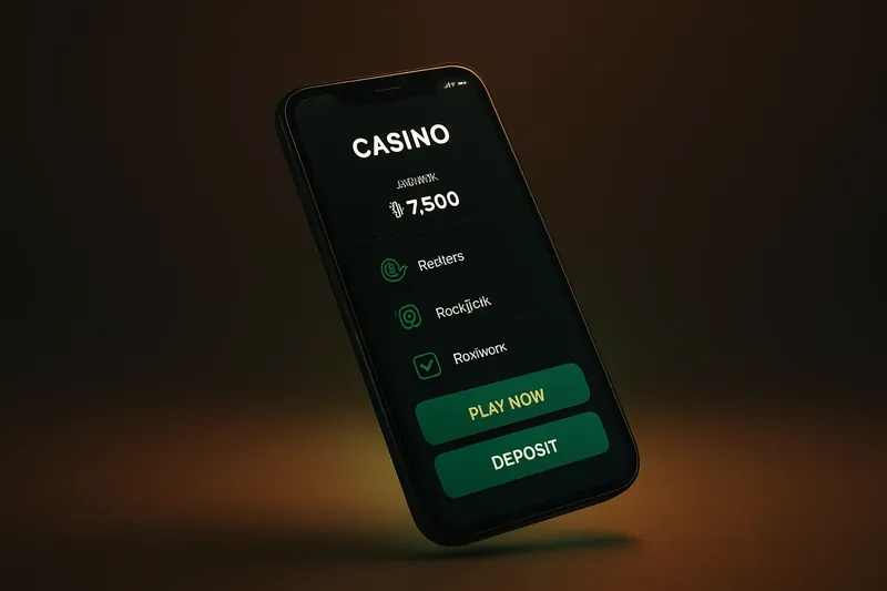 Modern smartphone showing dark premium casino app UI with green glow