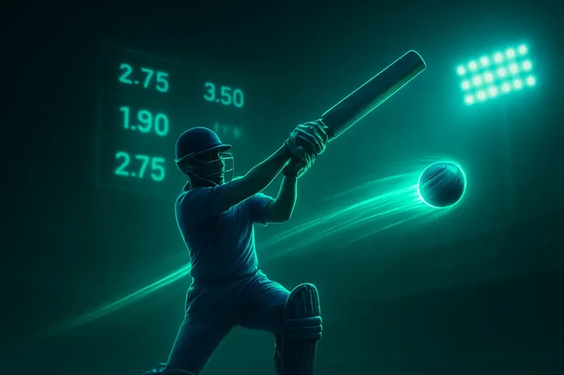 Batsman in blue jersey hits shot with neon speed trail